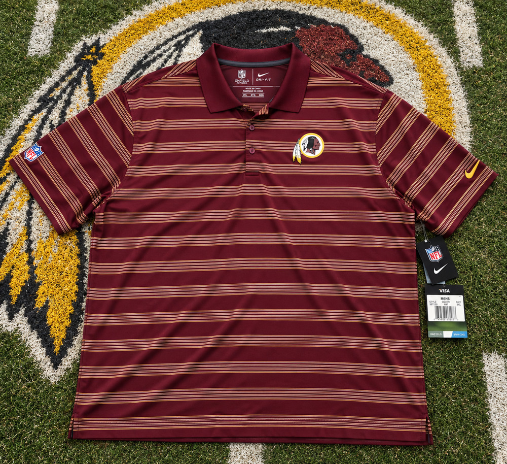 Washington Redskins Nike Dri-FIT NFL On Field Striped Polo Shirt 3XL NWT Rare